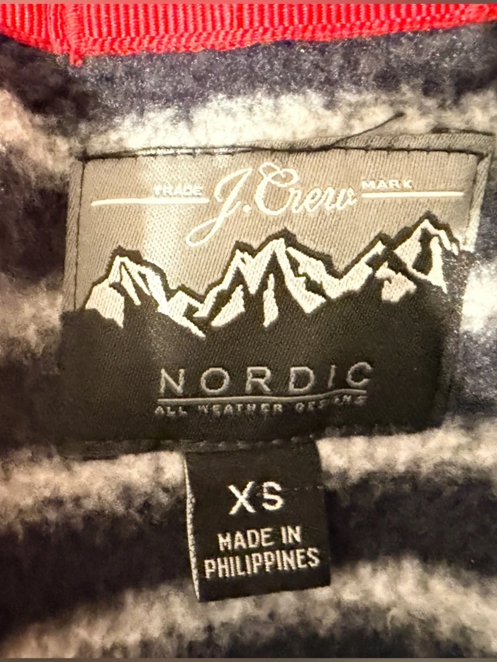 J.Crew Nordic Jacket XS Navy Stripe Full Zip Softshell Fleece Lined Outdoor